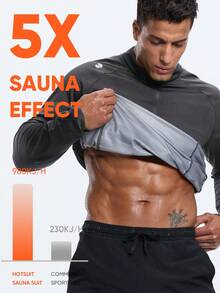 HOTSUIT Men's Spring Long Sleeve Sauna Shirts Compression Plain Men Sports Jackets With Half Zipper Ideal For Running Training, Valentine Gift - Grey - View 2