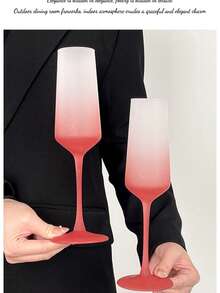 2 Stück rosa Sektkelche mit langem Stiel, transparente Sektgläser geeignet für Party, Bar, Restaurant, spülmaschinenfest - Pink - Übersicht 8