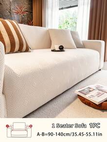1pc High-Density Geometric Diamond Plaid Textured Sofa Cover, Pet-Friendly, Anti-Scratch, Suitable For All Seasons, Machine/Hand Washable, Removable, For Living Room/Bedroom Sofa Decoration And Protection, Fits 1/2/3/4 Seater Sofas - Multicolor - View 19