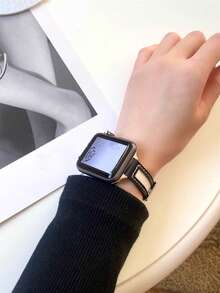 Band, Minimalist & Fashionable Canvas Strap, Compatible With Apple Watch Series 1/2/3/4/5/6/7/8/9/10/SE/Ultra, Metal Buckle Quick Release Design, Fits 38mm 40mm 41mm 42mm 44mm 45mm 49mm, Business Casual Lightweight - Black and White - View 7