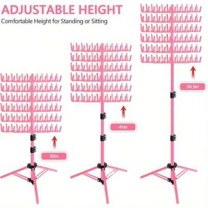 Soporte vertical para trenzas con 144 agujeros, organizador de pasadores para el cabello, exhibidor de separadores de trenzas (Rosa)