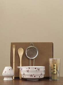 Juego de té matcha japonés de 5/6 piezas, con capacidad de 530ml, incluye un lindo tazón de matcha con lazo y un batidor de matcha, adecuado para hacer latte de matcha, herramientas de matcha como regalo para amantes del matcha - Multicolor - Ver 3