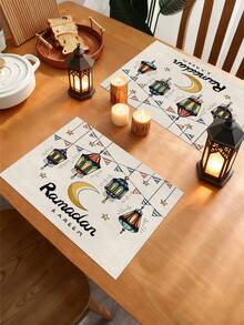 1 khăn trải bàn họa tiết trăng rằm Ramadan Fanoos, khăn trải bàn trang trí nhà cửa Ramadan, đồ trang trí nhà cửa theo phong cách Hồi giáo, 1 khăn trải bàn, 4 tấm lót chén, 1 vỏ gối, 3 lựa chọn sản phẩm, đồ trang trí nhà cửa trong nhà/ngoài trời, đồ dùng trang trí phòng. Thích hợp cho trang trí nhà bếp và các sự kiện Ramadan. - Nhiều màu - Xem 5