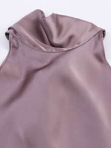 Women Y2k Satin Halter Neck Tops Open Back Silk Tank Top Asymmetrical Cami Going Out Tops Pink/Black/White Elegant Camisole Tops Summer Party Club Streetwear Rave Outfit Concert Outfit - 粉色 - 查看 8