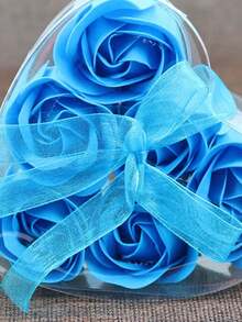 Caja de regalo con 6 rosas de jabón con forma de corazón, regalo creativo y pequeño, flor simulada para el Día de San Valentín - Multicolor - Ver 5