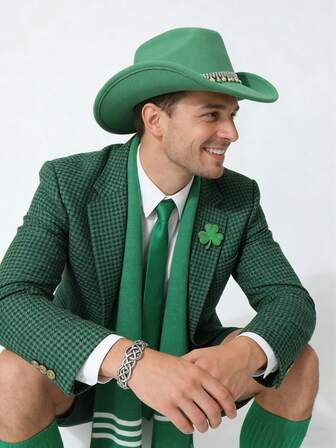 1pc Irish Festival Popular Cowboy Hat, St. Patrick's Day Holiday Hat, Party Hat