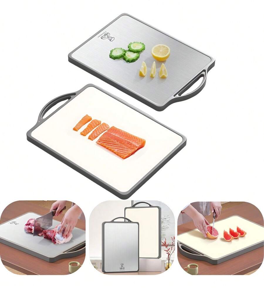 TendenciaTabla De Cocina Aceros Inoxidables Antibacteriano Dos Caras Geométrico PlateadoCalidad premium - 1 - Ver 1