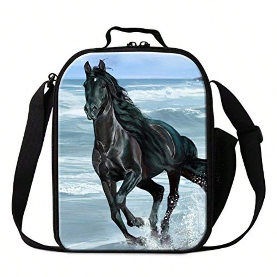 Horse 3D Printed Lunch Bags for Small Insulated Cooler Bag Messenger Lunch Box Bags - Caballo2 - Ver 1