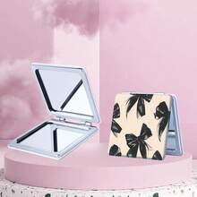 1-Y2K Graffiti Pattern Folding Handheld Makeup Mirror Lightweight Ultra-Thin Portable Design Premium PU Leather Material Shimmering Silver Nano-Coated Frame Exquisite Craftsmanship Suitable For Multiple Occasions Foldable Square Portable Design Ideal Makeup Tool Affordable Price Interior Decor - Multicolor - View 3