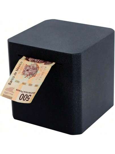 EstiloAlcancíA Para Adultos De Acero Inoxidable, Caja De Dinero Segura, Solo Puede Recibir Dinero, AlcancíA Para Ahorrar Dinero, Caja Fuerte (Negro)VersióN Mejorada