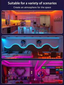 1 pieza Tira de luz LED de 24 teclas, RGB con cambio de color, luz LED para TV con control remoto para dormitorio, sala de juegos y escritorio - RGB - Ver 3