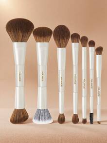 MAANGE 5/8pcs Dual-Ended Makeup Brush Set, Portable Dual-Purpose Makeup Brushes Including Powder Brush, Blush Brush, Foundation Brush, Face Brush, Highlighter Brush, Concealer Brush, Contour Brush, Nose Brush, Eye Shadow Brush, Eyebrow Brush, Eyeliner Brush, Detail Brush, Suitable For Daily Facial Makeup, Can Be Used For Liquid, Cream And Powder Products, With Polishing, Blending And Face Priming Functions, Great Gift For Women And Girls.