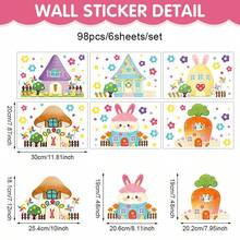 1 Set Of 6 Cute House Window Stickers For Spring Easter, Removable DIY Decals For Bedroom, Living Room, Home, And Window Decoration - Multicolor - View 3