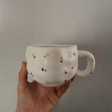 手工不对称陶瓷抹茶杯，情侣杯，适用于浓缩咖啡、拿铁、摩卡或茶，是生日、周年纪念日和情人节的完美礼物 - 彩色 - 查看 3