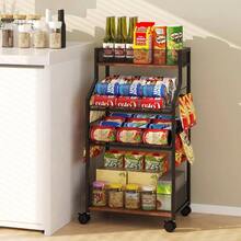 Can Organizer Pantry - Rolling Snack Cart, Multi - Layer Soda Can Organizer Pantry, Mobile Beverage Storage Rack With Wheels, Versatile Metal Shelf Kitchen And Office, Black Brown - Black Brown - View 4