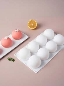 1 pieza Molde esférico de silicona 3D, desmoldado fácil y antiadherente, molde esférico blanco para hornear, adecuado para mousse, fondant, postres de arte azucarado y herramientas de pastelería - Blanco - Ver 4