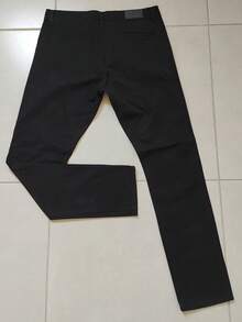 Men's Slim Fit Twill Trousers With Elastane And Side Pockets. - Black - View 2