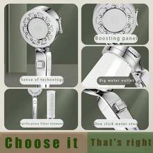 Creative Twist Shower Head, 5 Spray Modes, Equipped With 1.5m Stainless Steel Hose And ABS Wall Bracket, No Need To Drill, Providing A Wonderful Bath Experience - Silver - View 8