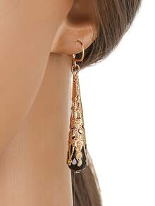 1pc Vintage Minimalist Style Luxury Dangle Earrings, Chic Long Tassel Decorative Jewelry - Multicolor - View 3