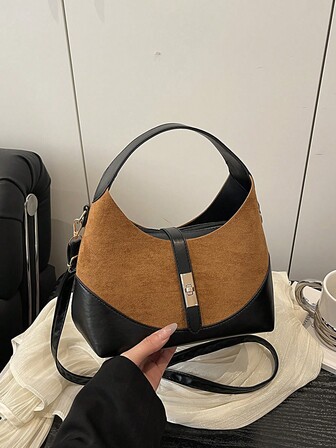 กระเป๋าสะพายข้างแฟชั่นหรูหราอเนกประสงค์ทำจากหนัง PU สำหรับผู้หญิง