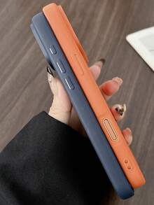 Luxury Matte Faux Leather Phone Case Compatible With IPhone 17 Pro Max 17 16 15 14 13 Pro Max Retro Shockproof Lens Protection Back Cover - Orange - View 7