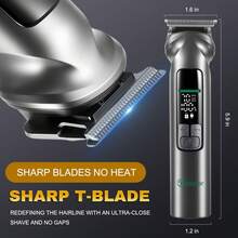 Hatteker 1件套多功能理发器套装，理发器，鼻毛修剪器，便携式，私人，油头雕刻电动理发器 - 灰色 - 查看 6