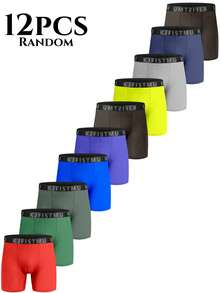 12-Pack Men's Cool, Casual, Understated Boxer Briefs. Solid Color, Breathable, Comfortable, Soft, And Elastic Athletic Shorts. Lightweight And Comfortable For Everyday Wear, Making Them The Perfect Gift For Him. Plus Size. Men's KJFISTMU - 彩色 - 查看 2