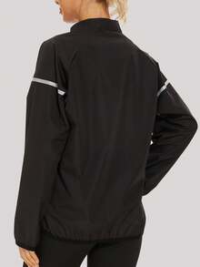 Women's Slimming Sauna Suit Set, Reflective Long Sleeve Stand Collar Jacket With Zipper, Plus Size Sauna Sweat Shirt For Running, Yoga, Gym Workout - Silver - View 5