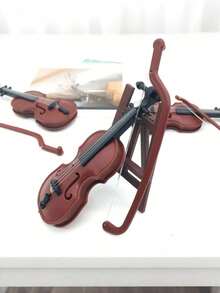 Conjunto de 2 miniaturas de violino e guitarra, instrumentos musicais em miniatura, decoração artesanal com design de instrumento musical, violino e guitarra clássicos realistas, miniaturas artísticas para decoração de casa, instrumentos musicais em miniatura perfeitos para decoração e colecionadores, miniaturas de violino para decoração, decoração de micro paisagem DIY, miniaturas de violino para fotografia de cena, violino de imitação vintage, decoração de paisagem - Multicolorido - Ver 2