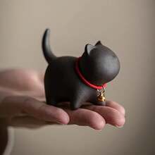 Juego deé de cerámica Kung Fu de gato lindo de arcilla púrpura, accesorios para decoración del hogar, decoraciones de arte delé, vajilla de gatito - 01 - Ver 5