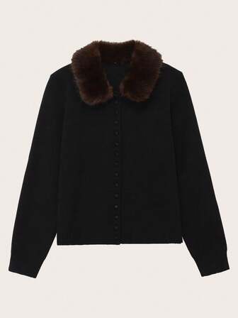 秋冬季精纺羊绒混纺针织开衫，带领