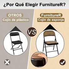 FurnitureR Paquete 4 Sillas Plegables con Marco Metal y Asiento Acolchado Tapizado Tela Gamuza Juego Sillas Plegables para Fiestas en el Hogar y la Oficina Vintage Tela Marrón - Multicolor - Ver 7