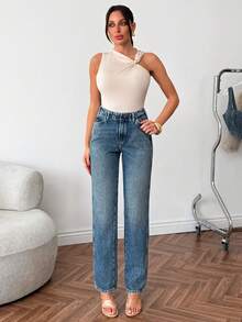 Women Blue Denim Non Stretch Jeans Classic Fit Casual Bottoms - Blue - View 2