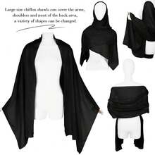 P Pothuiny Women Chiffon Sheer Shawl Wraps For Evening Dresses, 79inchx24inch Lightweight Soft Chiffon Scarfs Wedding Party Bridal,79inchx24inch,Black - 黑色 - 查看 5