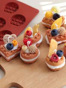 1pc Mini Round Cookie Shaped Wax Melt Candle Mold, Plaster Diffuser Stone Silicone Mold (Non-Edible) - Coffee Brown - View 9