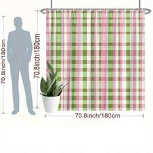 1pc Green, Pink & White Plaid Shower Curtain - Traditional Scottish Aesthetic, Polyester, Washable, 179.83x179.83 Cm With  Hooks, Bathroom Decoration For Bathtub, Bathroom Decor | Plaid Pattern | Durable Shower Curtain - Nhiều màu - Xem 4