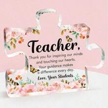 Best Gift For Grandma, Mom, Aunt And Sister - Puzzle-Shaped Acrylic Decor, Elegant Pink Flower And Butterfly Design, Conveys Love, Simple Home Decor, Thoughtful Gift For Desk Or Bookshelf, Perfect For Birthday, Thanksgiving, Mother's Day - Pink - View 23