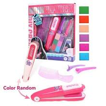 DIY彩色染发棒套装，可水洗染发粉笔蜡笔玩具，女孩临时染发粉笔刷套装，儿童玩具 - 粉色 - 查看 1