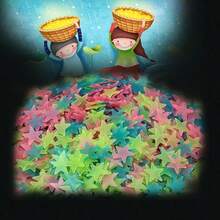 100 Pcs Colorful Glow In The Dark Stars Wall Stickers Yellow Pink Blue Green Glowing Star Decor DIY 3D Hollow Luminous Stars Wall Decals For Kids Boys Baby Bedroom Ceiling Wall Decoration - 100pcs - 查看 2