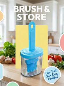 1 pensulă din silicon pentru ulei de copt (roz/albastru/verde), peri moi și rezistenți la căldură, potrivită pentru ungerea, spălarea ouălor, coacere, prăjire și prepararea ingredientelor ușoare. Fabricată din material siliconic, cu un recipient de ulei acoperit, un instrument practic pentru întinderea sosurilor și ungerea în bucătărie.