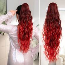 Claw Shaped Ponytail Extension Hair Accessory Black Brown Gradient Red Gradient Purple Gradient Pink Gradient Blue Gradient Brown Multi-Color 24 Inch Water Ripple Heat-Resistant Fiber Synthetic Ponytail Wig, Suitable For Women's Christmas, Halloween Parties And Daily Use - Two-Tone - View 17