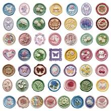 50张PET平面蜡封风格透明贴纸，可爱卡通动物植物花卉贴纸，透明文具贴纸，剪贴簿贴纸，防水贴纸，适用于滑板、行李箱、笔记本电脑、保险杠、主题派对用品