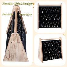 Necklace Holder 3 Tier Wooden Necklace Organizer Stand With Velvet Double-Sided Storage Necklace Display Stand For Selling Chain Necklace Holder Rack For Show 96 Necklaces - A - Xem 3