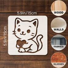 9pcs Cute Cat Pattern Stencils, Reusable, Suitable For Scrapbooking, Card Making, School Projects, Paper Craft, Journaling And DIY Art. - White - View 10