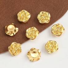 30 piezas de perlas de resina planas de color dorado rosa de 12 mm, decoración de joyas de resina rosa vívida, adecuadas para la fabricación de joyas, pasadores para el cabello, manualidades de scrapbooking, arte de uñas, bodas, zapatos, ropa, decoración de sombreros (sin agujero) - las flores - Ver 6