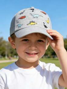2/3 piezas Gorra de béisbol de malla con estampado de dinosaurio para niños pequeños de 2 a 7 años, sombrero de sol ajustable y transpirable para verano, gorra trucker para niños pequeños, para juegos al aire libre, deportes, playa, regalo de cumpleaños - gorra de béisbol de red - Ver 4