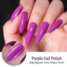 12色紫色红色凝胶指甲油套装，薰衣草紫、丁香紫、勃艮第酒红、优雅紫罗兰色和深樱桃色可卸UV/LED指甲油，情人节美甲套装 7.5毫升 - 紫紅色 - 查看 7