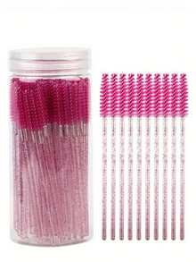 500/1pc Disposable Mascara Wands, Bulk Mascara Brushes, Eyelash Brushes, Spiral Brushes, Makeup Tools, Suitable For Eyelash Extensions, Eyebrow Brushes, Eyeshadow Brushes, Spiral Brushes. - Hot Pink - View 7