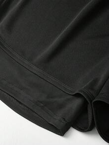 1 pieza - Nuevos pantalones cortos de entrenamiento para hombres, primavera-verano, pantalones cortos de gimnasio y carrera de 3/4 de longitud con forro, pantalones deportivos de secado rápido con ajuste de novio - Negro - Ver 10