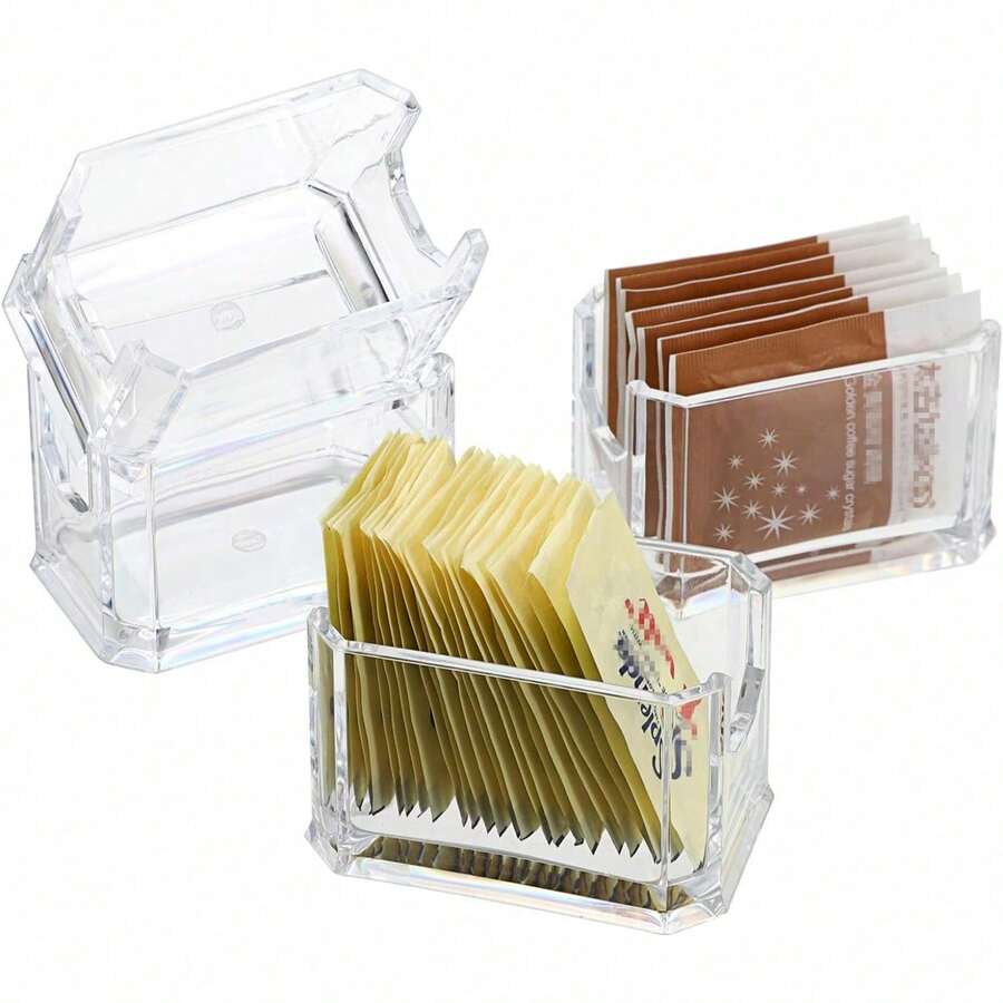 Set Of 4 Sugar Packet Holder, Acrylic Sugar Bowl For Restaurant, Tea Bag Organizer, Small Condiments Packet Holder Sugar Caddy Dispenser For Countertop Coffee Bar - mặc định - Xem 1